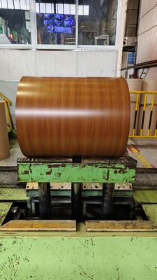 Ореховый цвет PPGL HDP Древесное зерно 30-летняя гарантия AZ165 Galvalume Steel Coil Printech Цветное покрытие ASTM A755 A653M